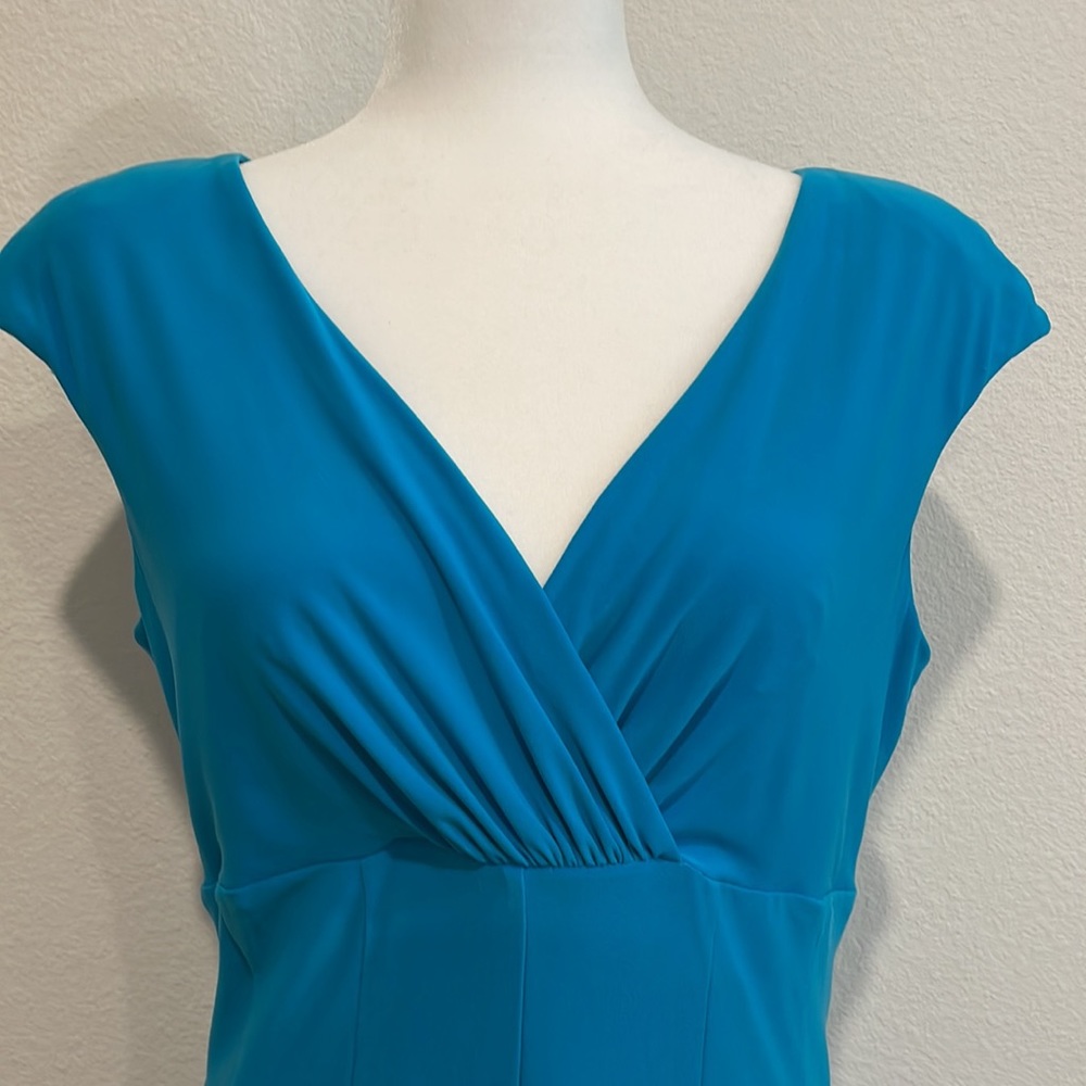 Ralph Lauren faux wrap top dress in Aqua blue. - Picture 2 of 9
